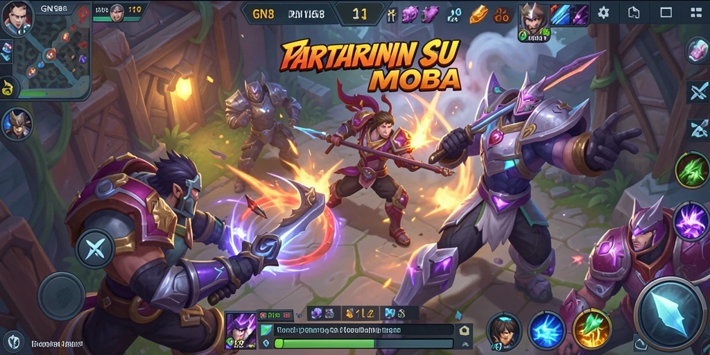 Screenshot gameplay GN168 yang menampilkan pertempuran tim yang intens.