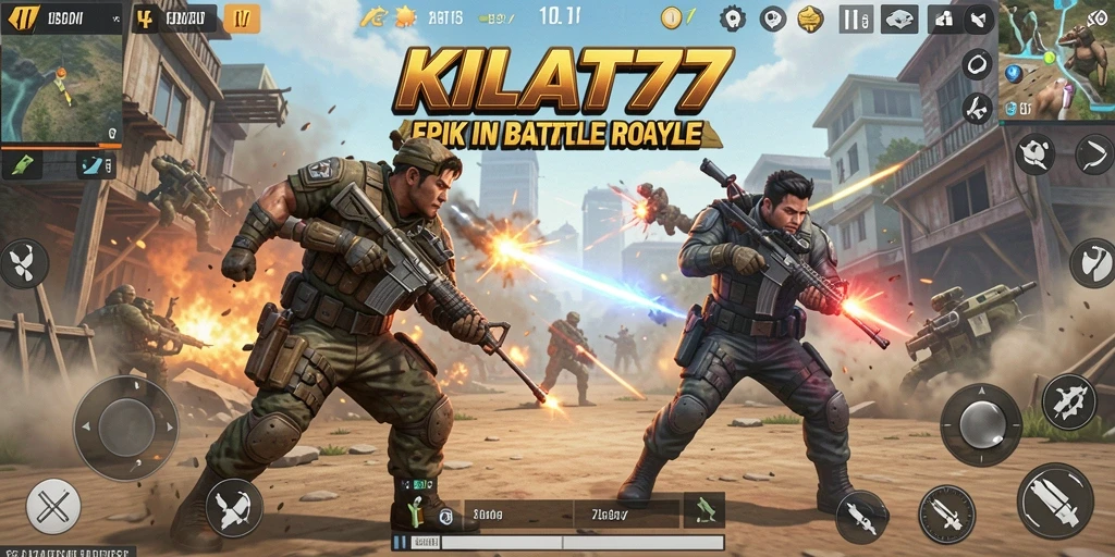Tampilan gameplay KILAT77 yang seru dalam pertempuran Battle Royale.