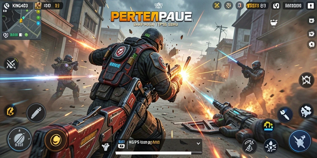 Screenshot KING403 menampilkan aksi gameplay TPS yang seru dan mendebarkan.