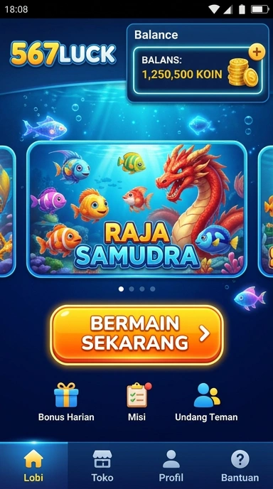 Tampilan antarmuka utama aplikasi 567luck yang menarik.